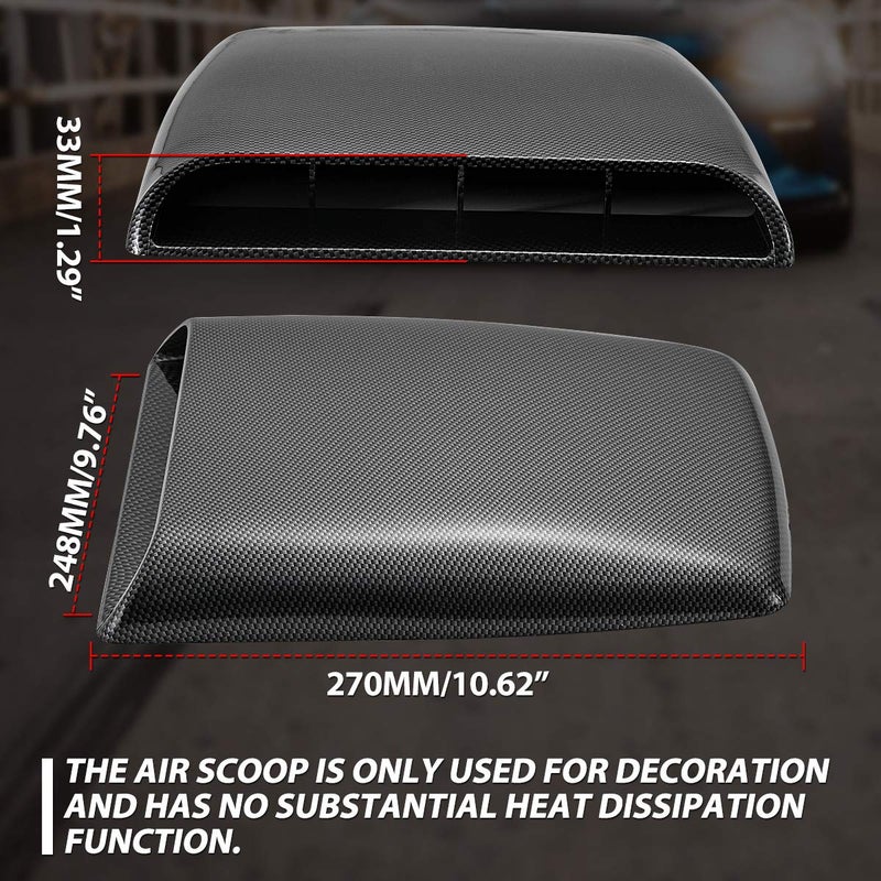 KaTur Universal Car Decorative Air Flow Intake Hood Scoop Vent Turbo Bonnet Cover Carbon Friber - Image 5